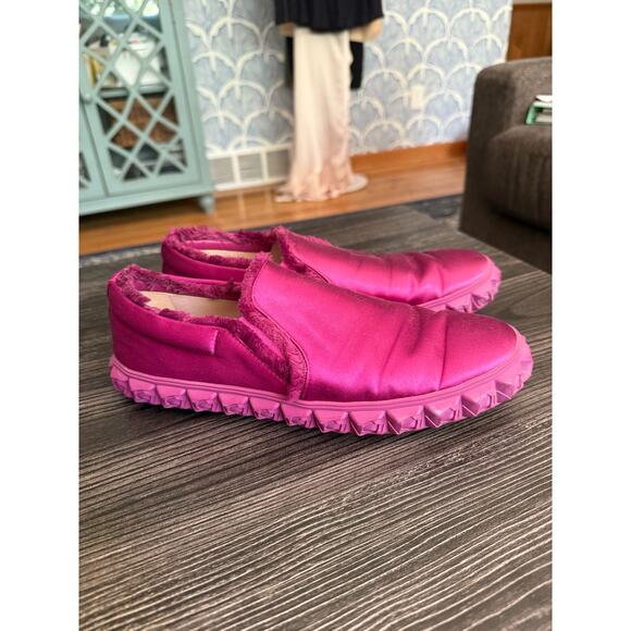 Stuart Weitzman Fringiebell Pink Van Slip on Platform Sneakers Sz. 8.5 - Picture 7 of 9